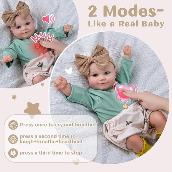 🆕20Inch Realistic Soft Vinyl With Weighted Cloth Body Effie Girl Reborn Baby - Picture 4 of 8